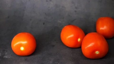Tomatoes on a black background. vegetables on black background. Stock Footage 99587089