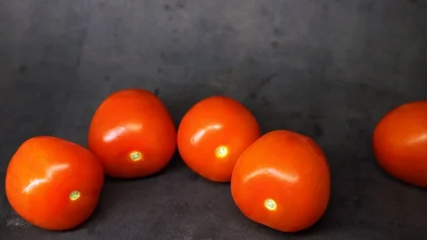 Tomatoes on a black background. vegetables on black background. Stock Footage 99587119
