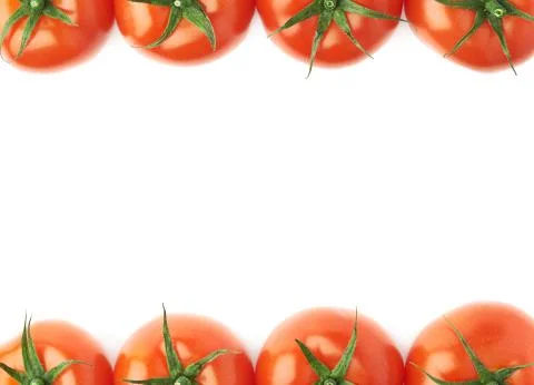 Tomatoes as borders of composition Stock Photos