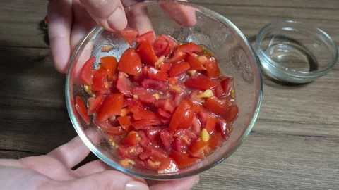 Tomatoes bruschetta Stock Footage 160675109