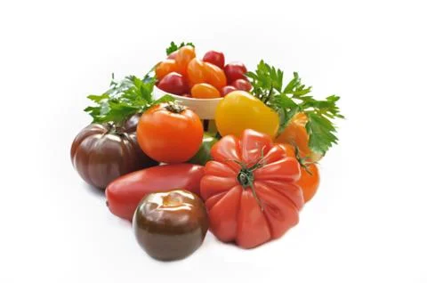 Tomatoes with different colors and form Stock-Fotos