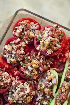 Tomatoes dish Stock Photos