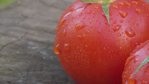 Tomatoes in drops of water Stock-Footage 134314500