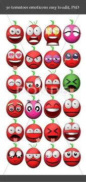 Tomatoes emoticons PSDテンプレート