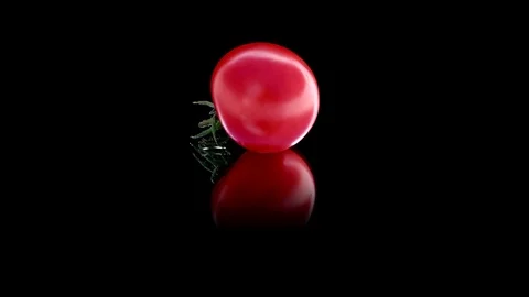 Tomatoes isolated on black background, Reflection.S ide view. Stock Footage 89310565