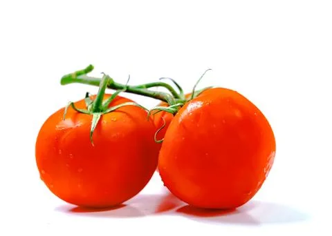 Tomatoes isolated over white background with clipping path Stock Photos