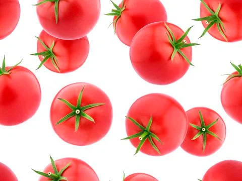 Tomatoes isolated on white background. Seamless Pattern wallpaper Foto stock