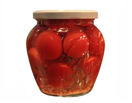 Tomatoes  in jars Stock-Fotos