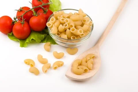 Tomatoes, leaf and paste isolated on a white Stock Photos