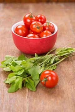 Tomatoes with mint Stock Photos