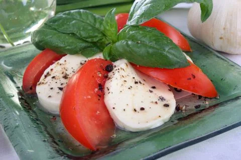 Tomatoes with mozzarella. 스톡 사진