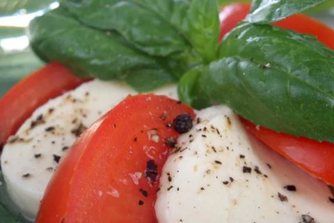 Tomatoes with mozzarella. Stock Photos