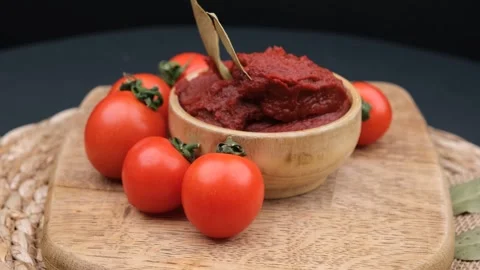 Tomatoes paste close up Stock Footage 260163029