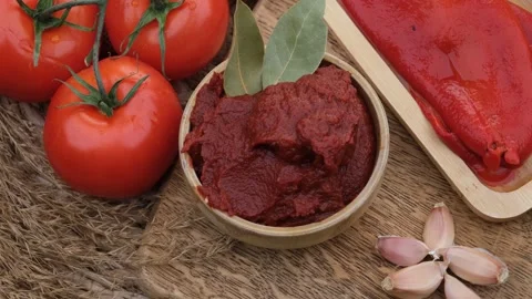 Tomatoes paste organic Stock Footage 260163642