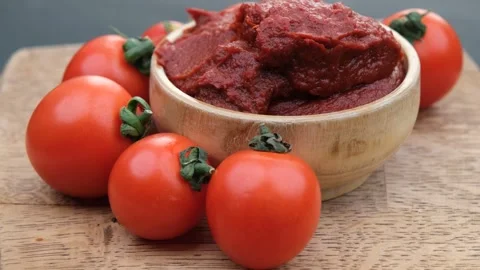 Tomatoes paste rotate Stock Footage 260162626