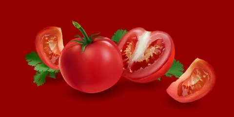 Tomatoes on a red background Stock Illustration