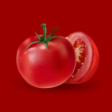 Tomatoes on a red background Stock Illustration