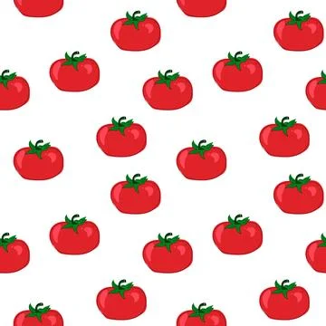 Tomatoes seamless pattern background. Flat color style design 스톡 일러스트