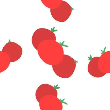 Tomatoes seamless pattern in cartoon flat style Stock Illustration