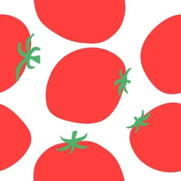 Tomatoes seamless pattern in cartoon flat style Stock Illustration