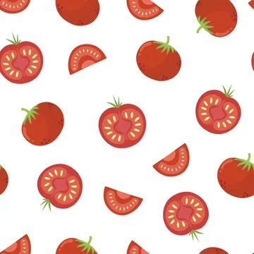 Tomatoes seamless pattern. Healthy vegetable red background Stock Illustration