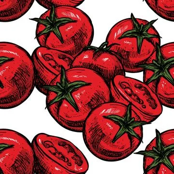 Tomatoes seamless pattern Stock Illustration