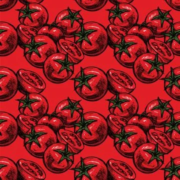 Tomatoes seamless pattern 스톡 일러스트