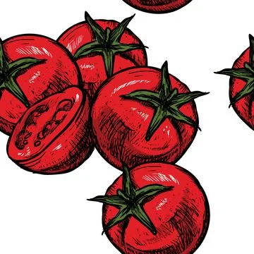 Tomatoes seamless pattern Stock Illustration
