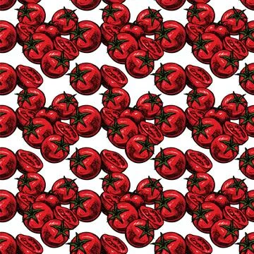 Tomatoes seamless pattern Stock Illustration