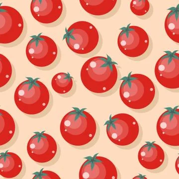 Tomatoes Seamless Pattern Vector in Flat Design Stock Illustration