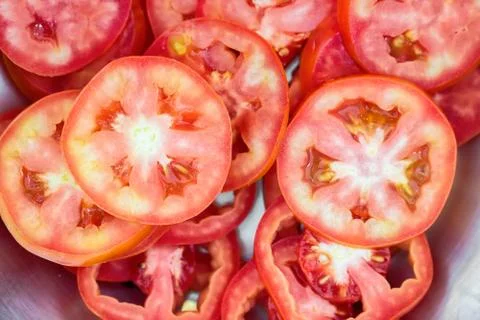 Tomatoes slice background Stock Photos