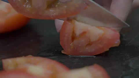 Tomatoes sliced close up Stock Footage 276447665