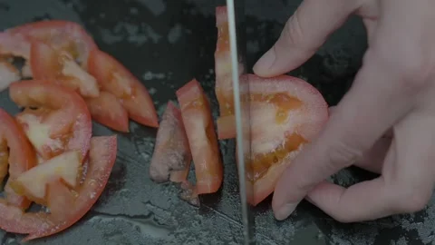 Tomatoes sliced top view Video stock 276447671