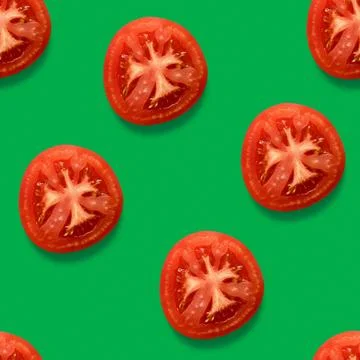 Tomatoes Slices Seamless Pattern Stock Photos