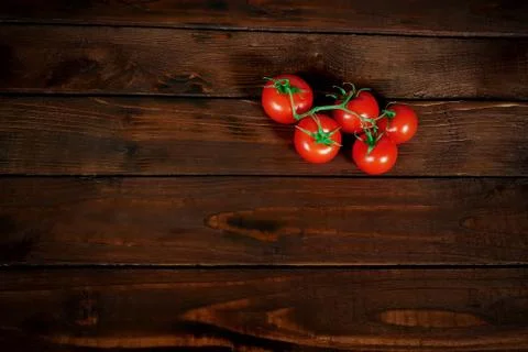 Tomatoes on the table. a place for a label Stock Photos