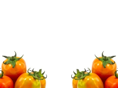 Tomatoes in two conner of image Stock Photos
