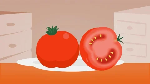 Tomatoes - Vector Graphics - Food Animation - plate Stock Footage 61270368