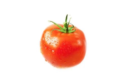 Tomatoes with water drops isolated on white Stock Photos