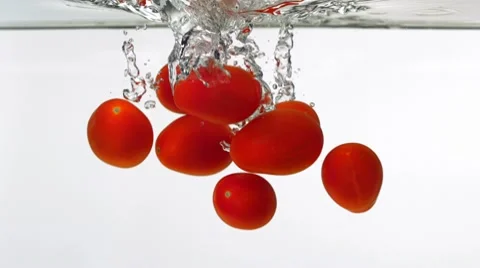 Tomatoes in water, Slow Motion Stock Footage 9300271