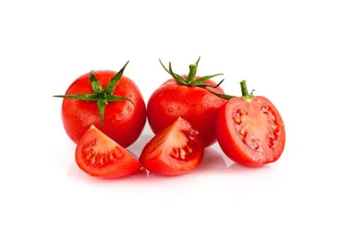 Tomatoes on the white isolated background Stock Photos