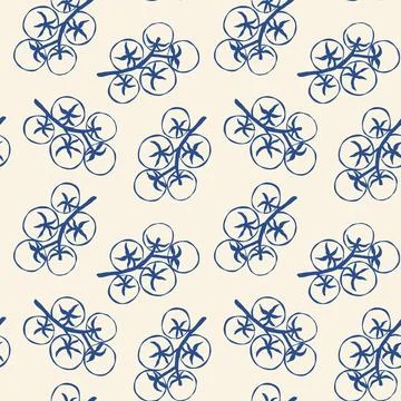Tomatos pattern using in navy blue on creamy background Stock Illustration