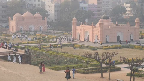 Tomb of Bibi Pari and mosque in Lalbagh fort,Dhaka,Bangladesh Stock-Footage 104839013