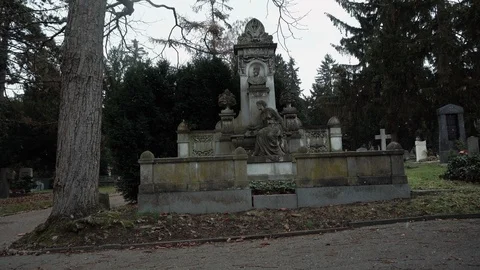 Tomb in graveyard Stock Footage 100394544