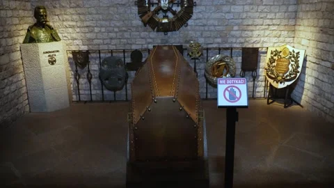 Tomb of Jozef Pilsudski in crypt of Cathedral of Wawel , Krakow, Poland Stock Footage 229934489