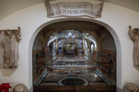 Tomb of St Peter inside the St. Peter's Basilica in the Vatican. Stock Photos