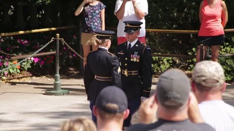Tomb of the Unknown Soldier, Changing of the Guard, Arlington National Cemetery Stock Footage 69259234
