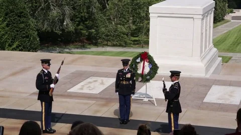 Tomb of the Unknown Soldier, Changing of the Guard, Arlington National Cemetery Stock Footage 69259264