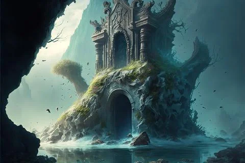 A Tomb Within A Valley Stock Illustration