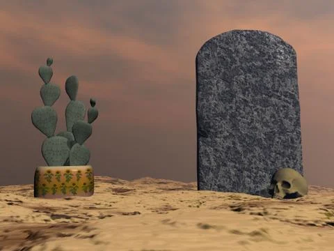 Tombstone - 3D render Stock Illustration