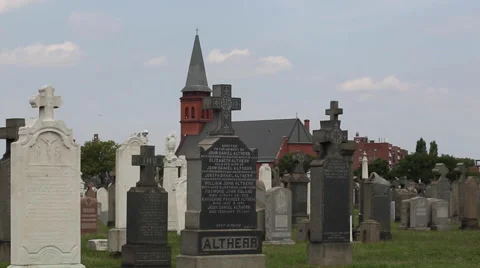 Tombstone in cemetery Stock Footage 49835527